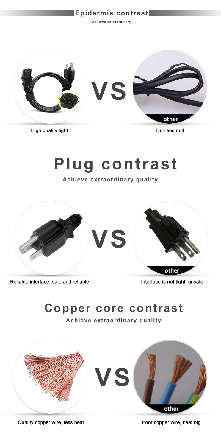 ul neam 5-15 to c5 c13 c14 Power Cord 3 Pin Laptop Power Cable