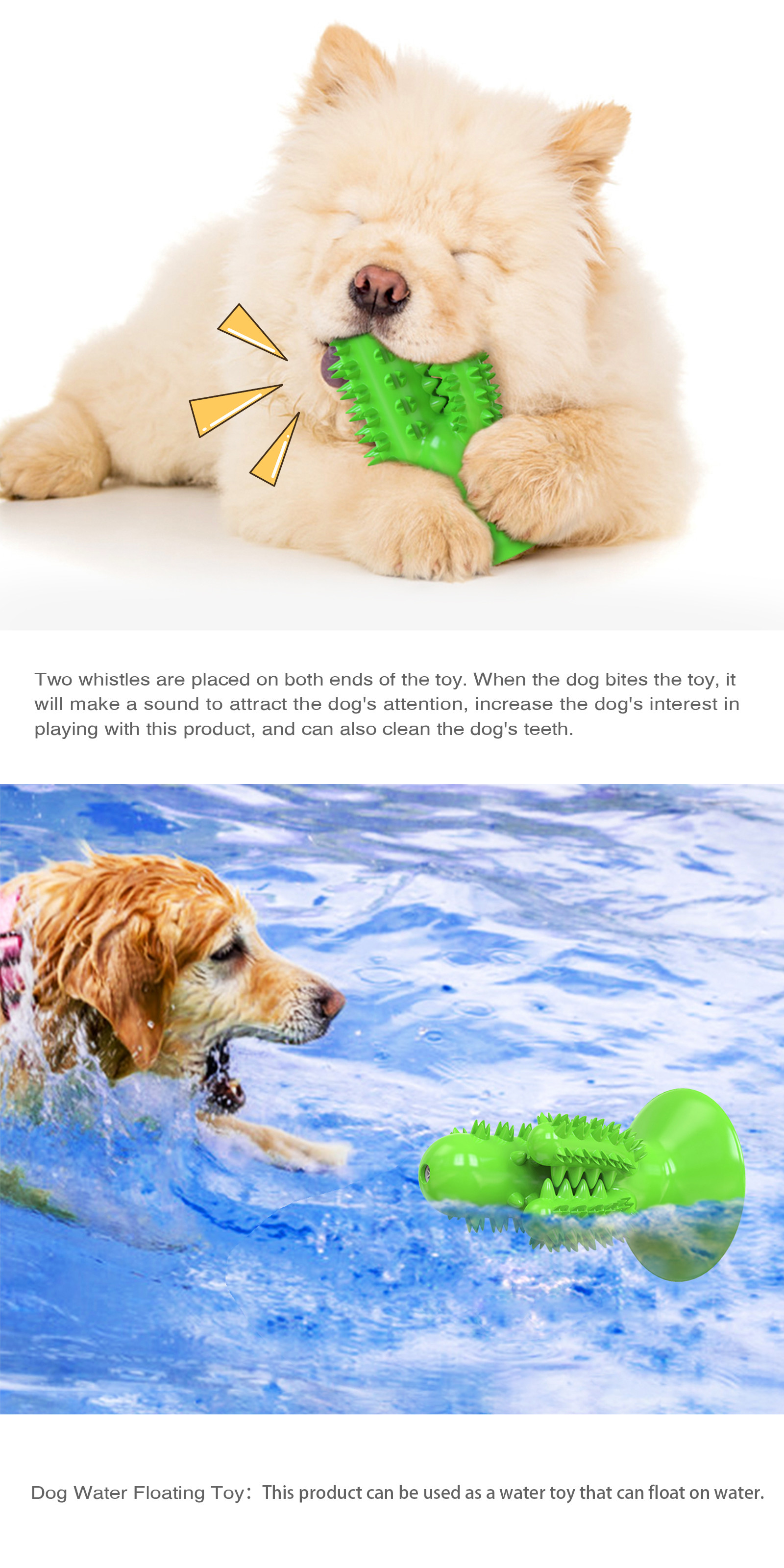 Cactus Dog Teeth Cleaning Chew Toy Squeaky Rubber Relieve Anxiety TPR OEM