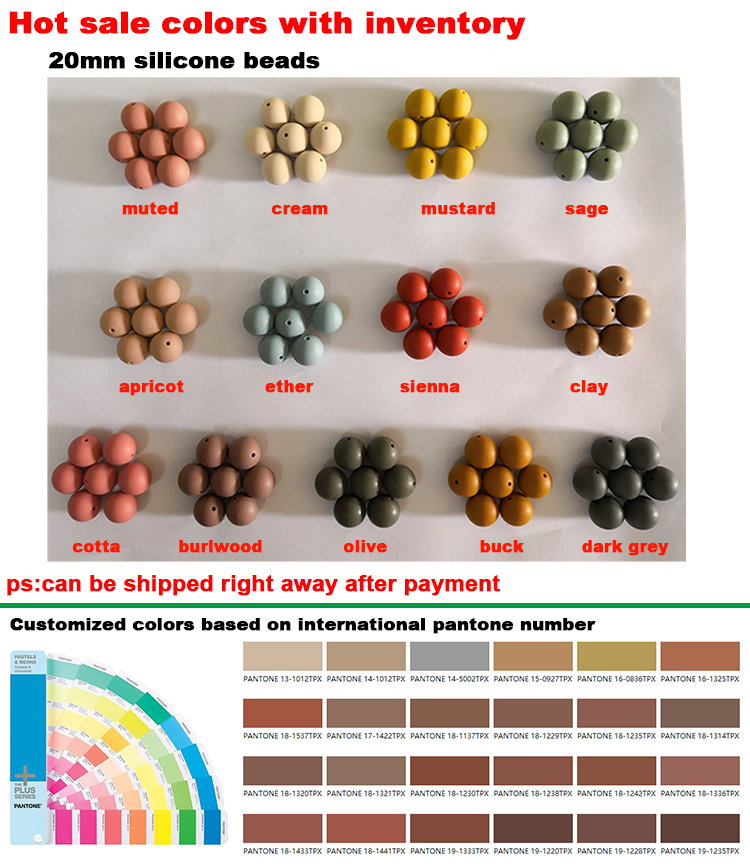 Pink Green BPA Free Baby 20mm Silicone Beads Bulk Food Grade
