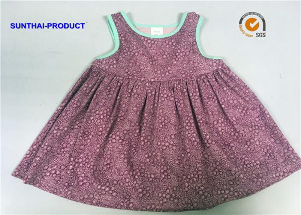 Quality Comfortable Texture Baby Girl Sleeveless Dress , 100% Cotton Toddler Girl Floral Dress for sale
