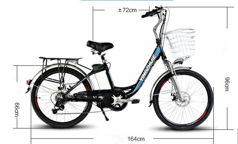 Display Battery Indicator 24 Inch Female Electric Bicycle 250W 7 Speed Gears