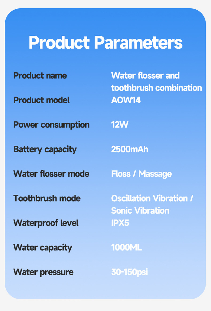 Oral Irrigator 1000ml Teeth Washing Machine Display Screen 2IN1 Electric Water Flosser with Toothbrush