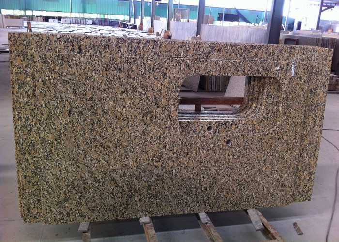 Irregular Shape Granite Island Countertop 37" Wide , Gillao Gold Material
