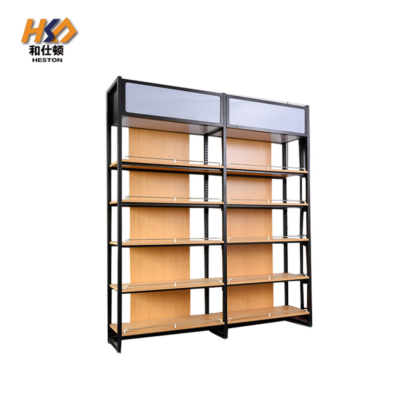 Wooden Grain Metal Gondola Supermarket Shelf 50kg/Layer