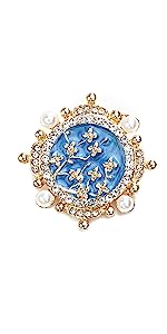 Flower Brooch Pearl Rhinestone Crystal Enamel Pins with Apricot Blossom