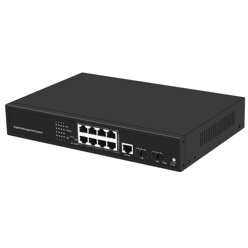 DC 12V 2A Industrial Ethernet Switch 20Gbps 10 Port For Enteprises