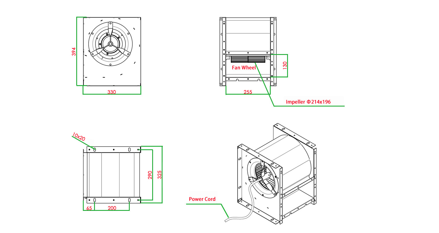Galvanized Metal Double Inlet Centrifugal Fans Blower For Supermarkets 1400r/Min