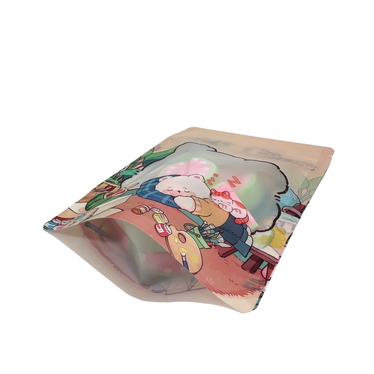 Plastic Laminated Films Zipper Top Custom Packaging Stand Up Pouches With Matte Window