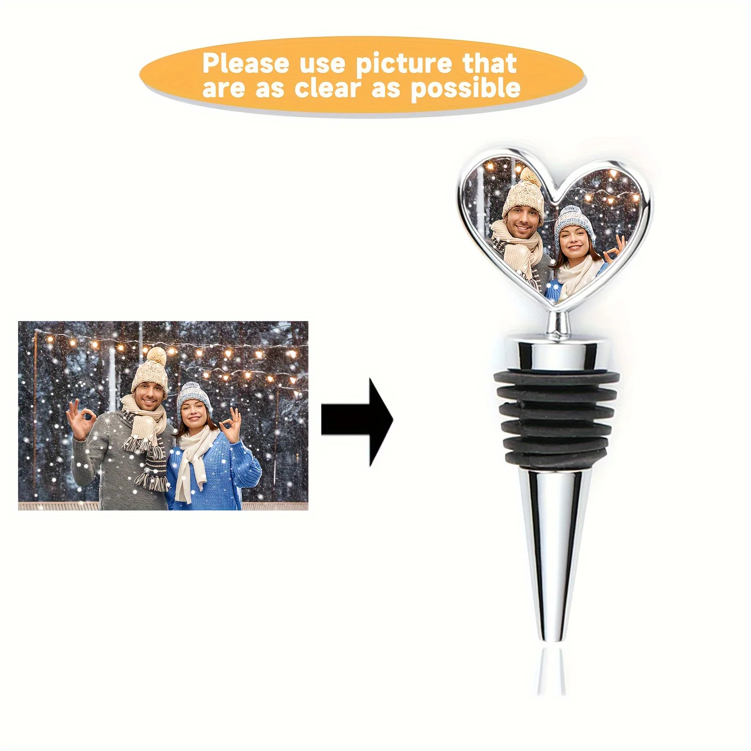 Custom Photo & Name Wine Stopper Ideal Valentine'S Day Gift With Reusable Silicone Cork