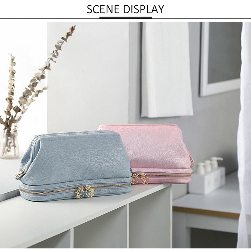 Blank Wholesale Two Zipper Luxury Cosmetic Bag High Quality Waterproof