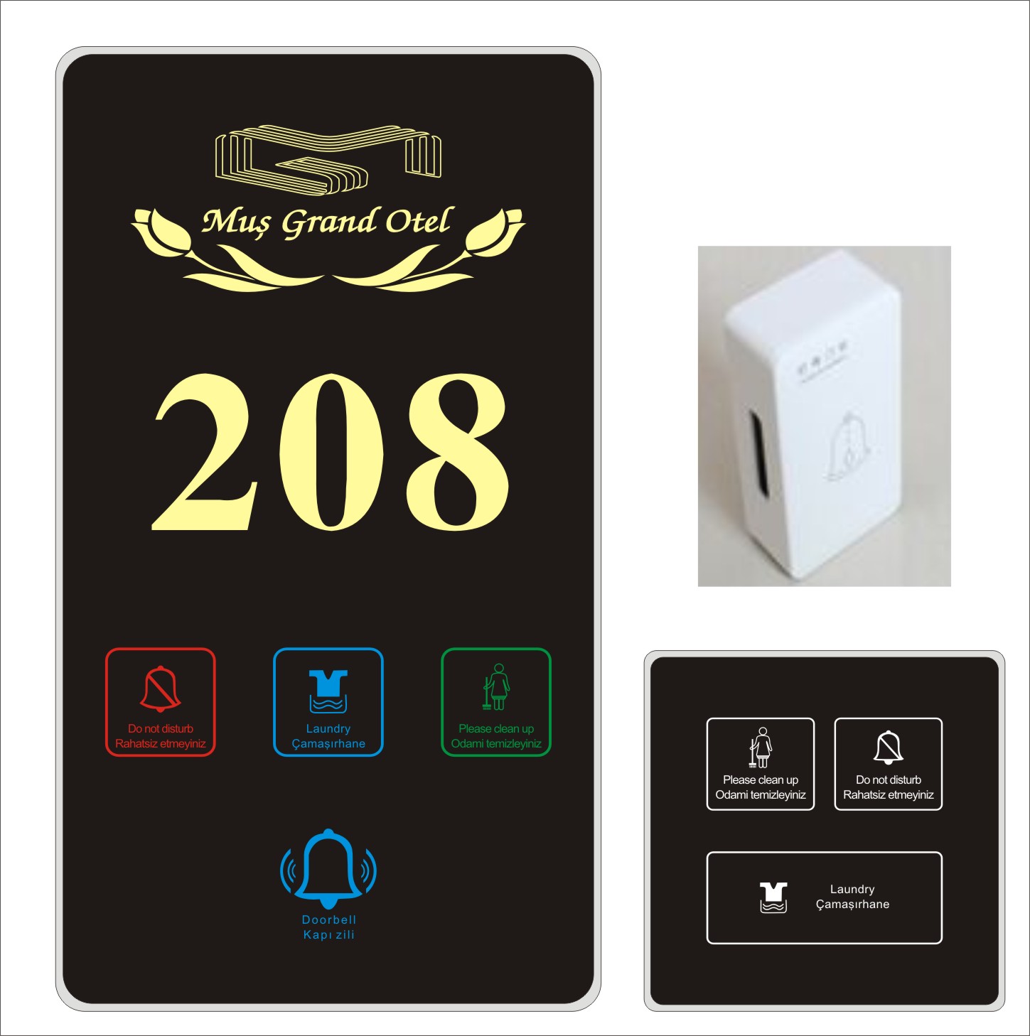 High Resolution Hotel Room Number Plate 220V Hotel Doorplate Switch