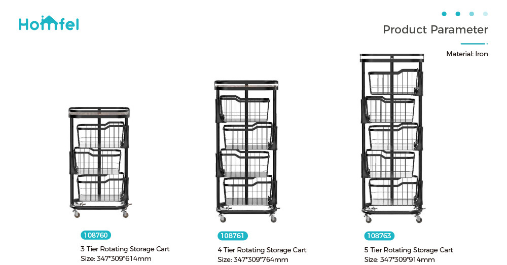 Multifunctional Metal Storage Trolley , Kitchen Rotating Trolley Three Layer
