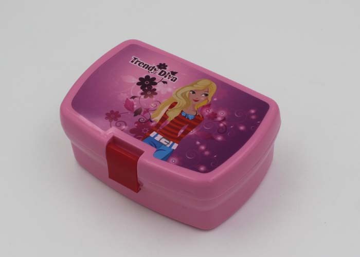 Eco Friendly Pink Cartoon Plastic Lunch Boxes For Adults With Lock In Office