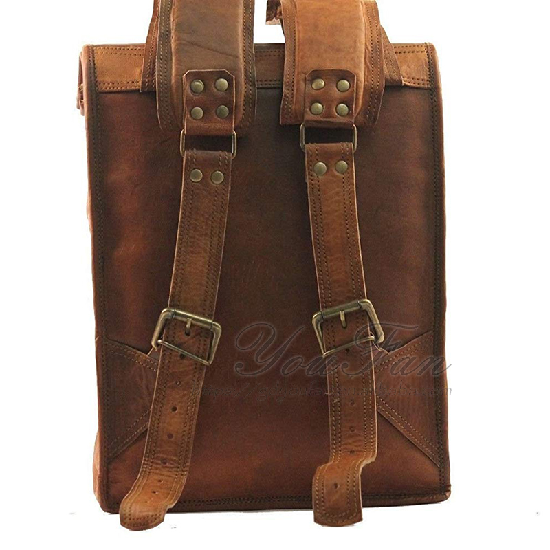 Mens Vintage Roll On Laptop Backpack leather rucksack