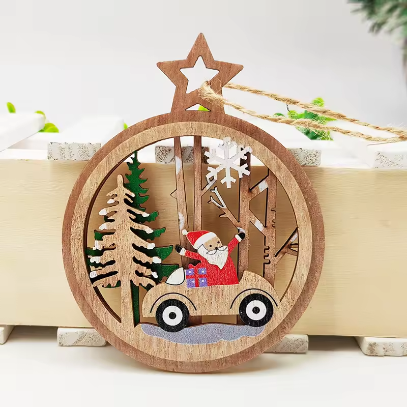 2024 Hot sale of wooden Christmas hanging decorations to create a Christmas atmosphere