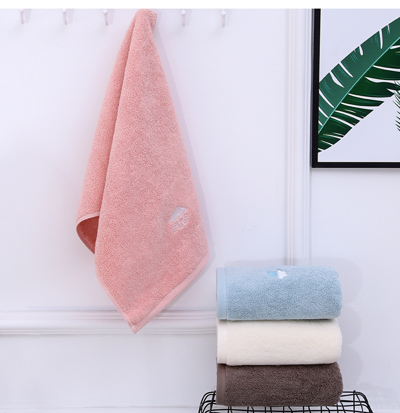 All-aged Customized Size Embroidery Logo Cotton Towel For Men Women Soft Thickened Towels SOLID COLOR