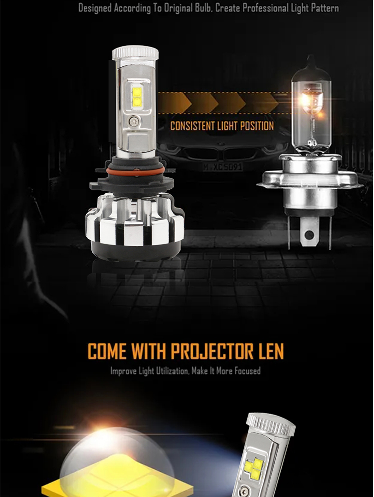 T1 Canbus Automotive LED Headlight T1 9005 9006 9007 H11 Super Bright