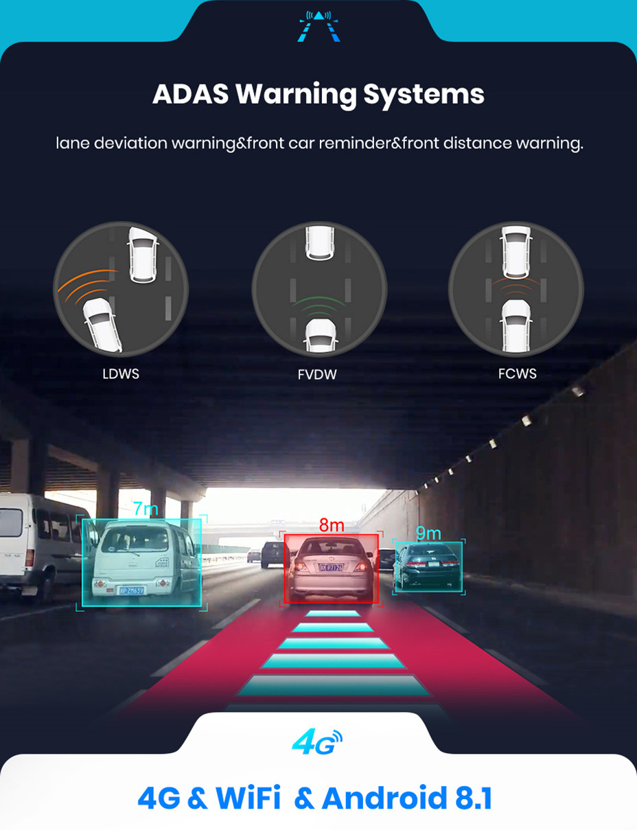 Rearview Dual 6G Lens Android Dash Cam ADAS Car DVR Camera Recorder