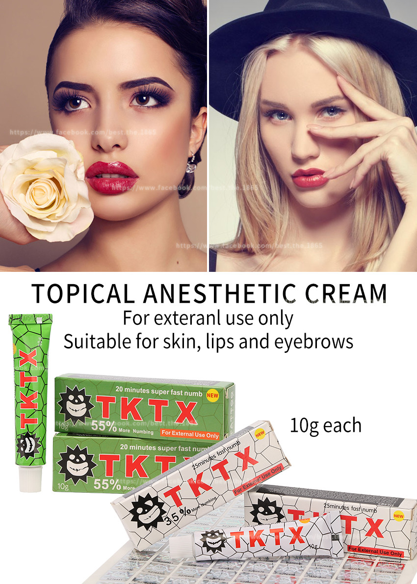Green 55% TKTX Tattoo Numbing Cream 10g Waxing Cosmetic For Microneedling