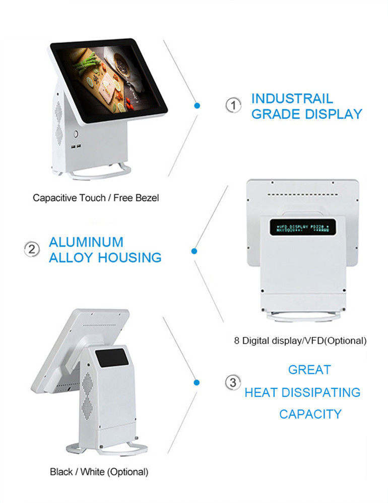 Store White Color Win 10 OS Pos Cash Register With Aluminium Alloy Housing