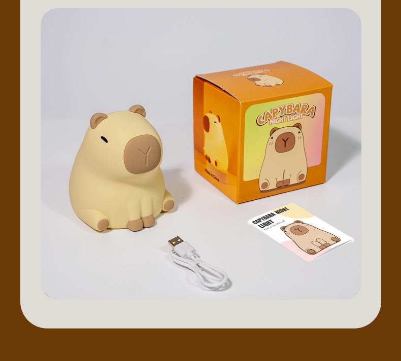 Creative Capybara LED Night Light Cute Silicone Bedside Table Lamp For Kids' Room Smart Home Gift