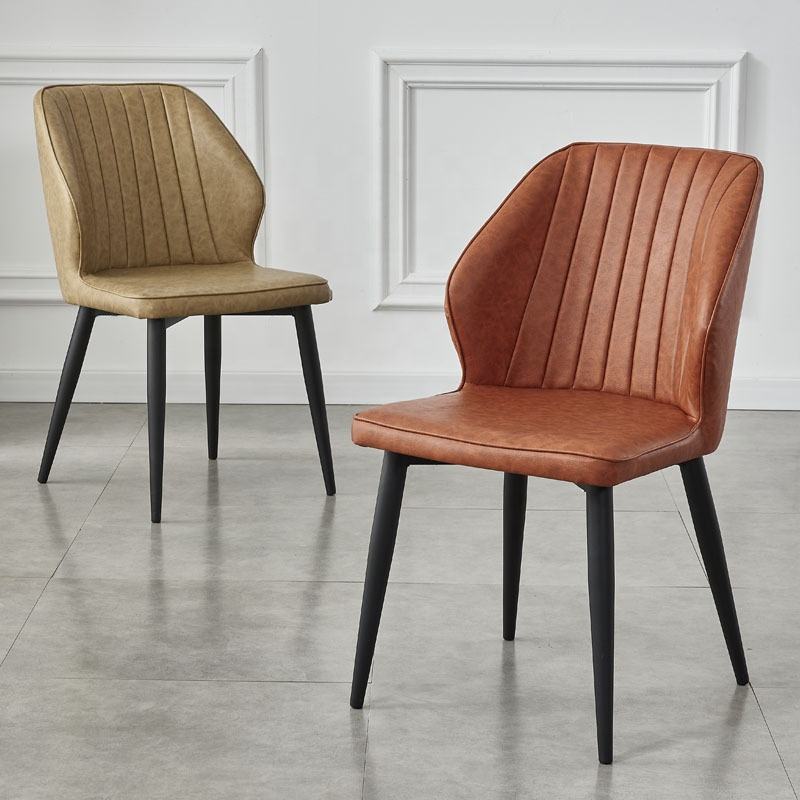 Synthetic Leather Grey Upholstered Dining Chair For French Cafe