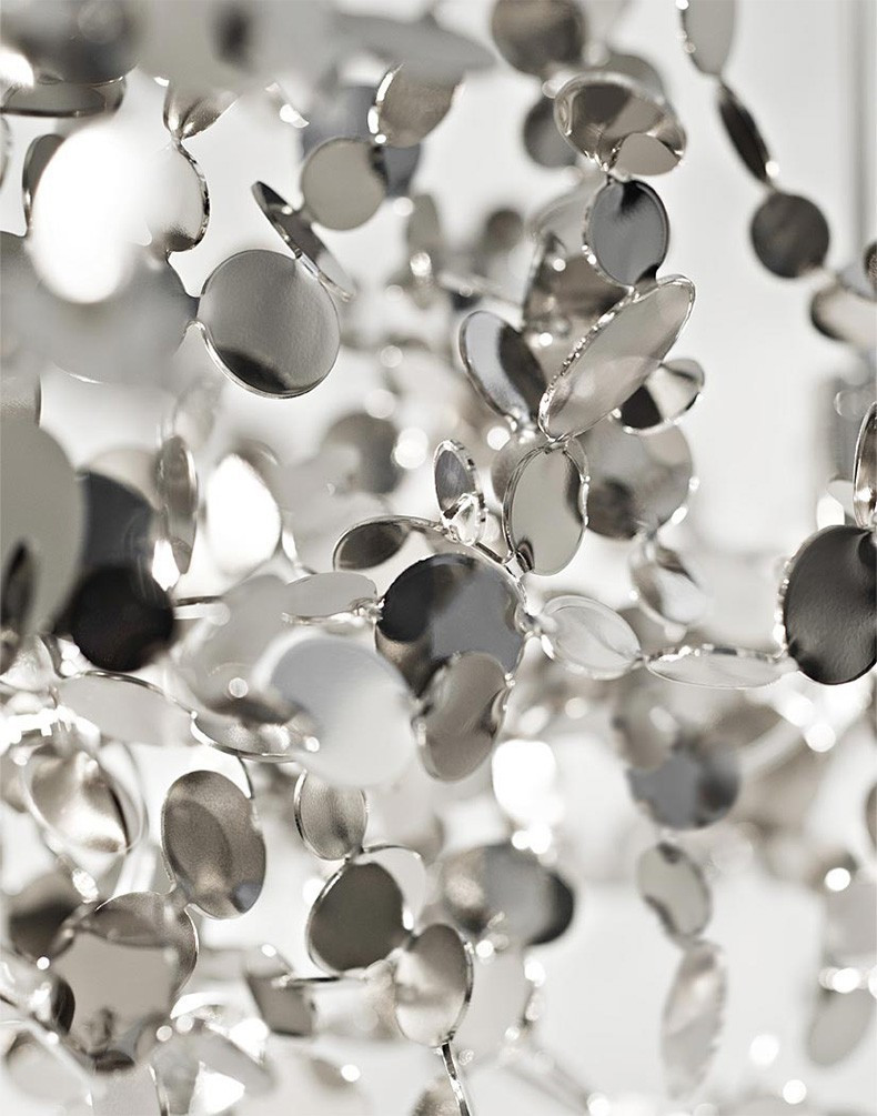 Shimmer Branching Disc Chrome Chandelier Ceiling Light Customized