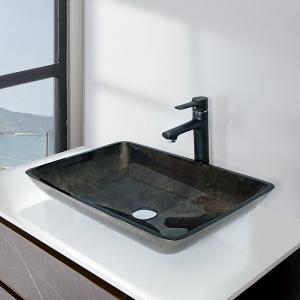 China Dark Green Glass Bathroom Non Porous Dynamic Vessel Sink Tempered Glass on sale