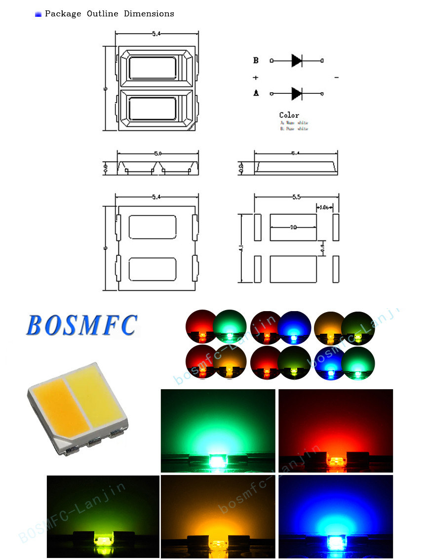 0.2W Bi Color 5050 SMD LED Warm White & Cool White / Natural White