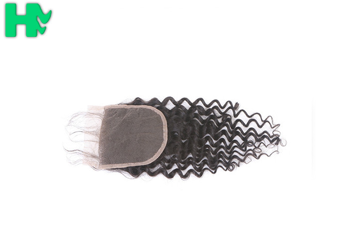 100% Human Hair Closure Deep Wave , Natural Black Brazilian Lace Closure