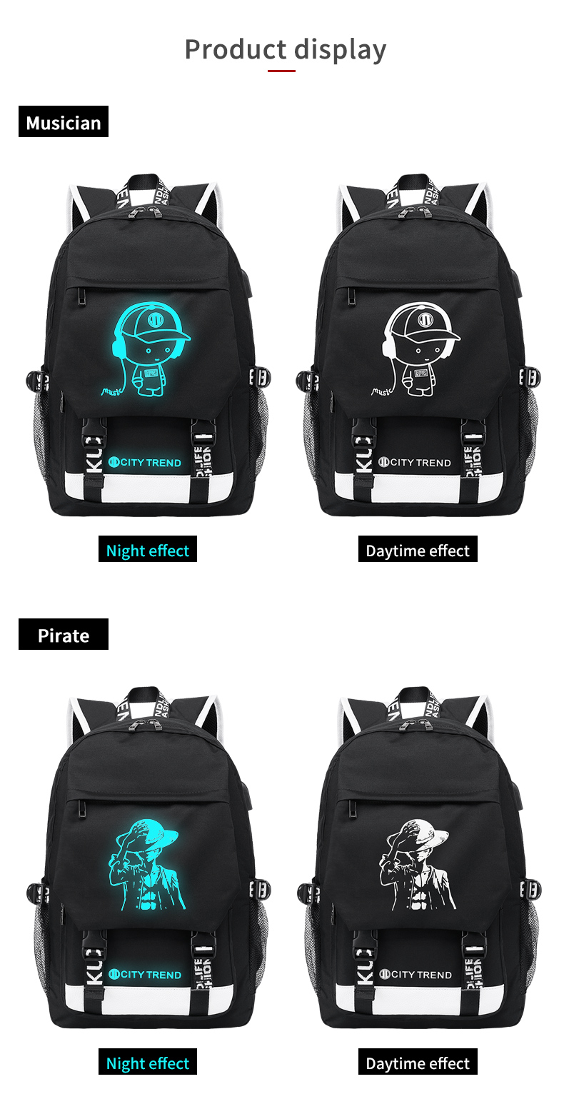 Factory wholesale custom fluorescent logo boys waterproof bookbag durable luminous student school bags backpack for men