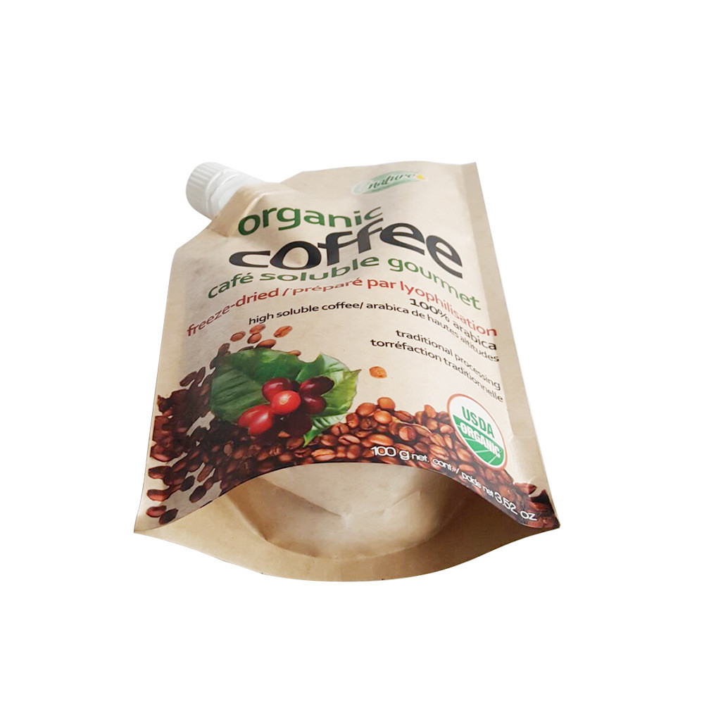 Biodegradable 50ml Kraft Paper Liquid Spout Bag Stand Up For Juice