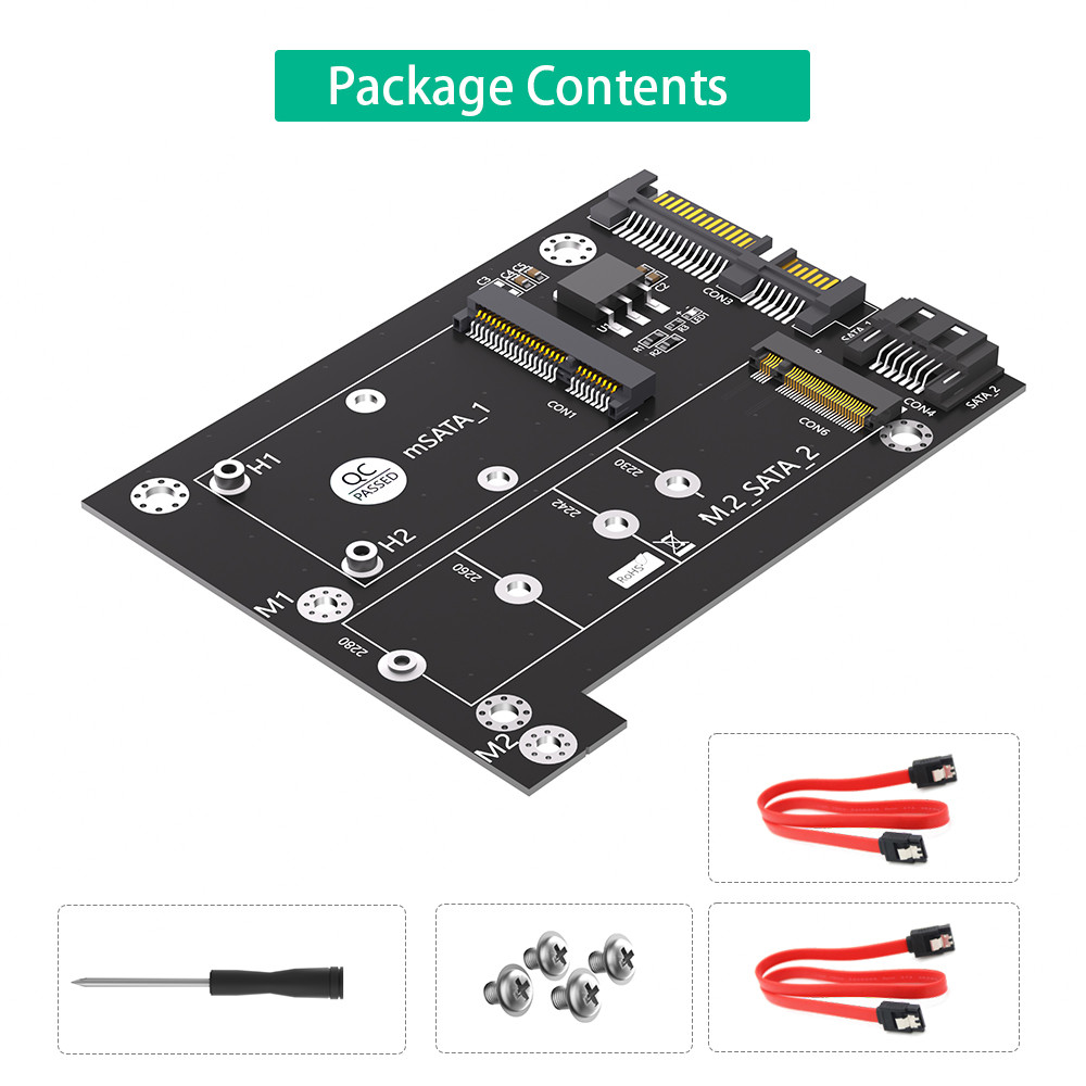 MSATA to Dual SATA3 Converter Adapter Card for Upgrade Version 2 in 1 M.2 NGFF SSD