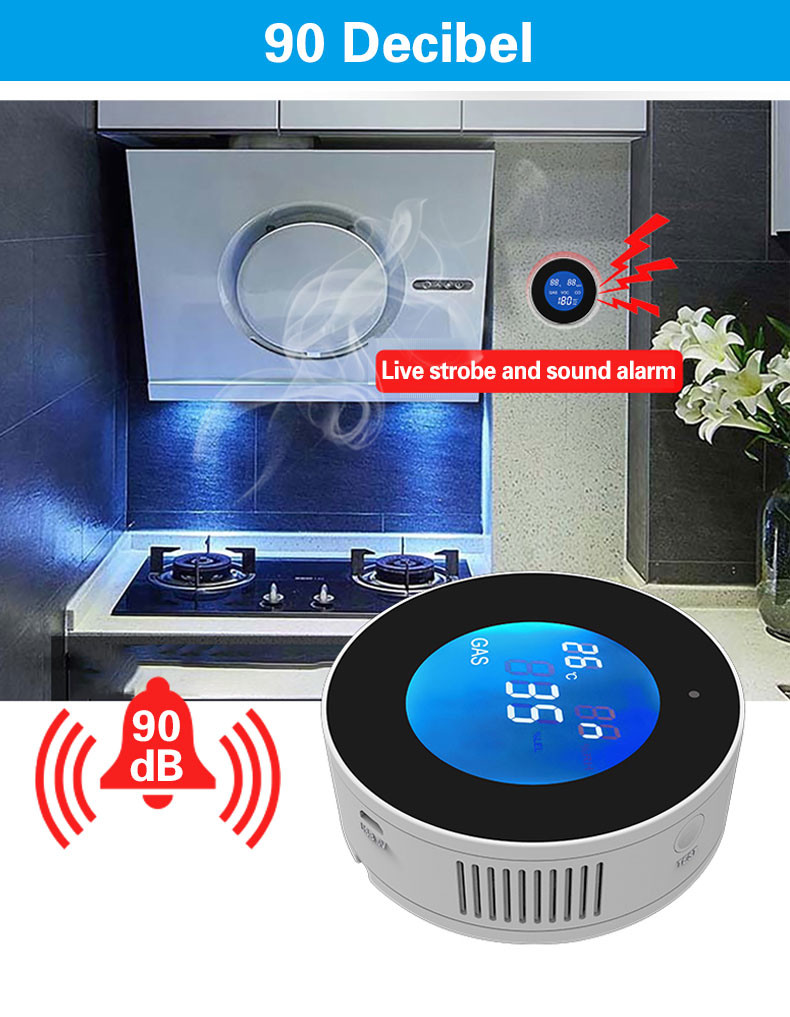 Home Alarm System Wi-Fi Tuya Led Digital Alarm Leak Detector Gas Sensor Gas Leak Detector