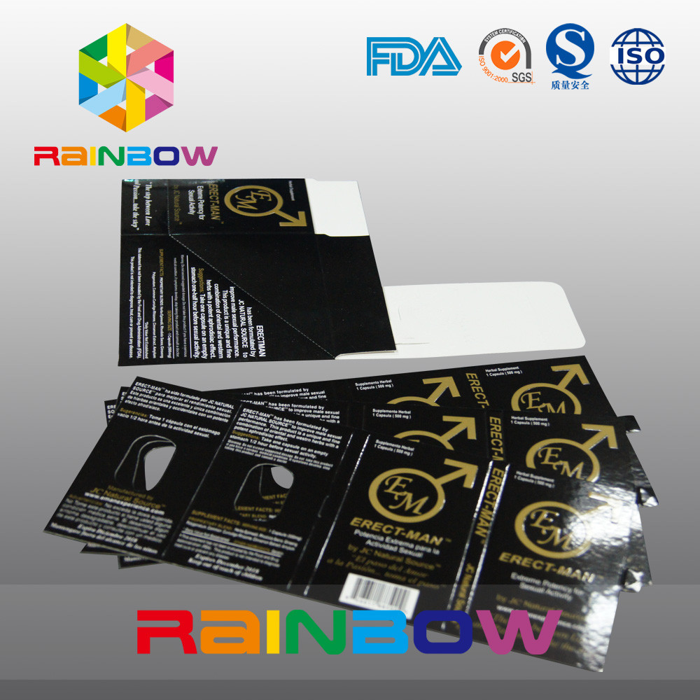 Effect 100% ERECT-MEN Sex Pill Packaging Paper Box With Card Customized Design