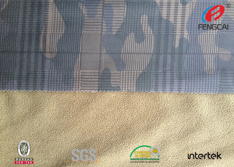Paper Printing 3 Layer Microfiber Fleece Fabric With Medium TPU Membrane For Jacket