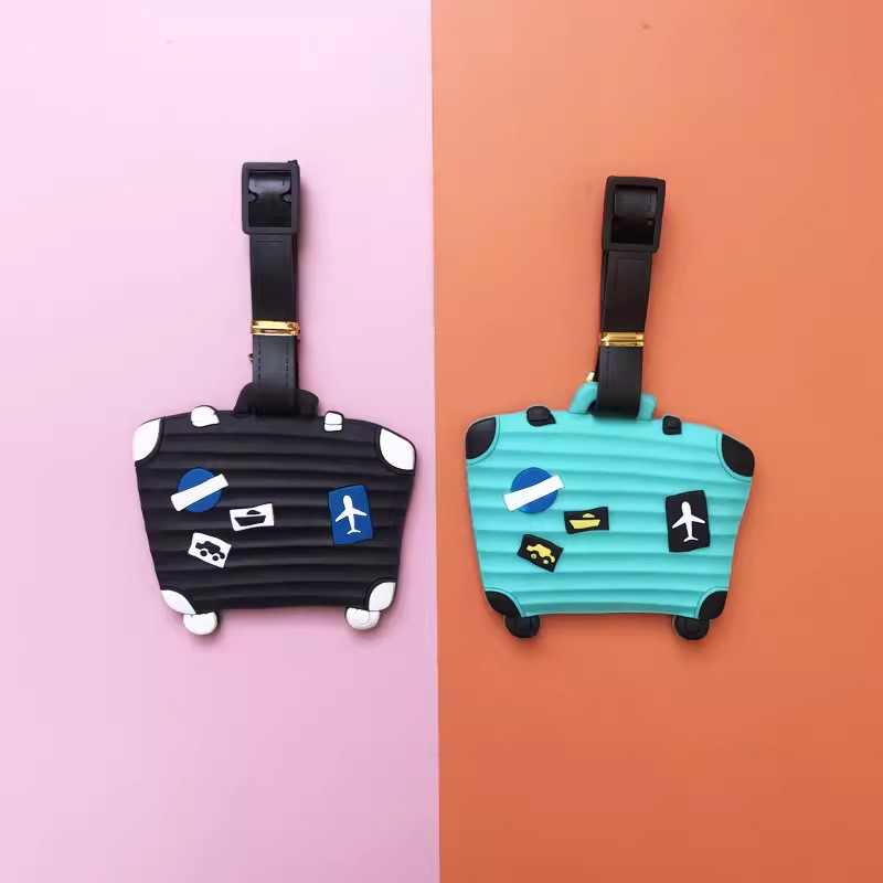 Large Silicone Name Luggage ID Tags Cute Cartoon Pig Bear For Travel