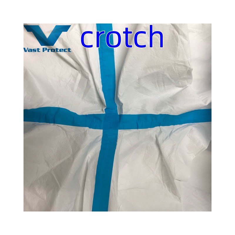 Disposable Blue Sealed Seam Tape White Micro Film Coverall