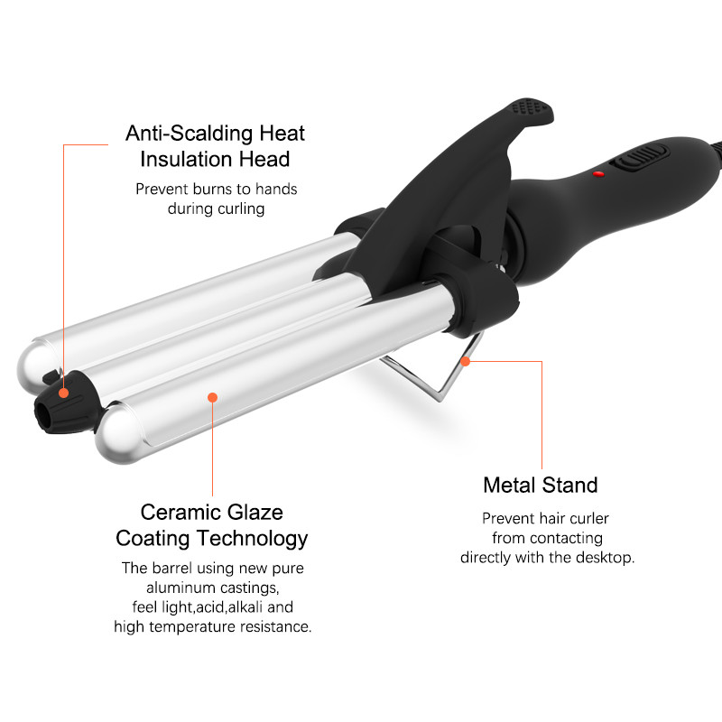 Ceramic Plate Triple Barrel Waver Hair Styling Tools Curling Iron Wand