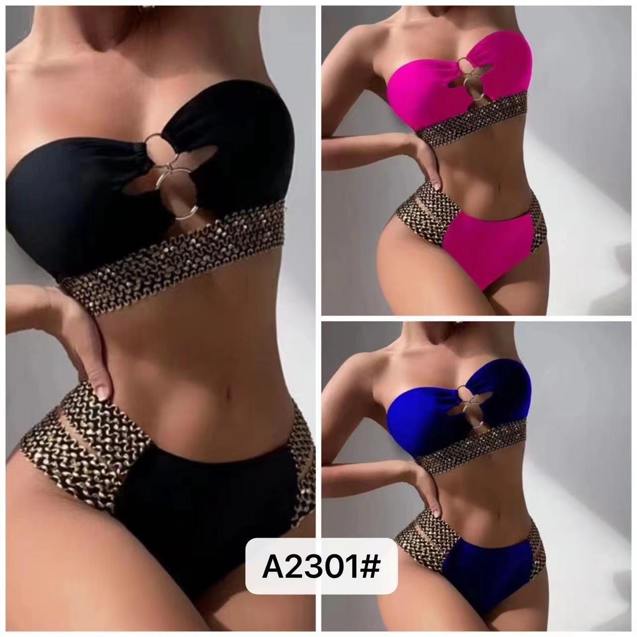 Swimming Suits Bikini Steel Backless Europe Sexy Factory Direct Supply High Waist Miss Hard Wearing