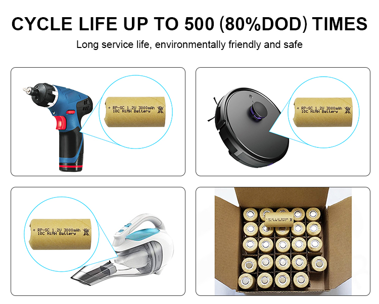 Power Tool Nickel Rechargeable Battery High Discharge 1.2V 3000mah Nimh Battery