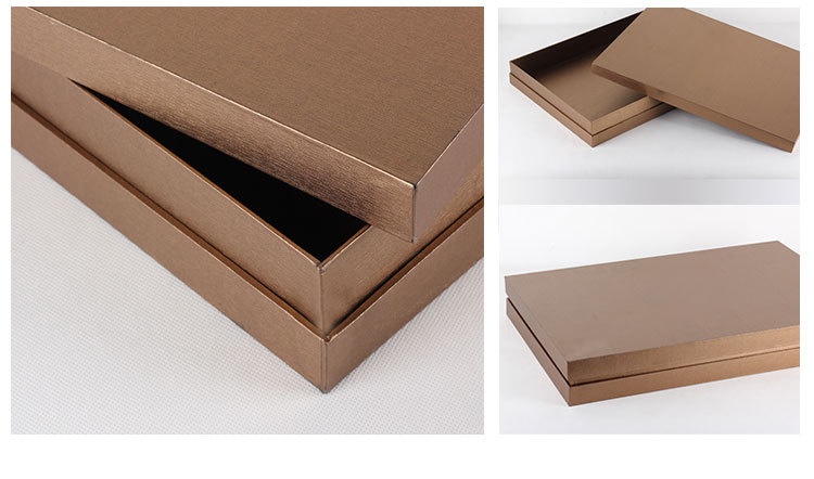 Custom Logo Elegant Lid Base Cardboard Gift Package Brown Rigid Paper Box With Materials