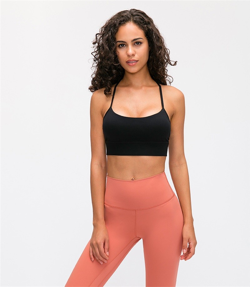 Flow Y Back Solid Color Sports Bra Pro Skin Widened Hem For Running Yoga Gym