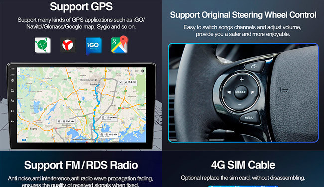 2.5D 10 Inch Touchscreen Bluetooth Navigation Display Car Android Stereo 10 Inch 2DIN Universal Car Audio Radio