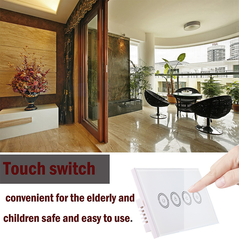 2 Gang US Touch Wifi Power Switch , Remote Control Switch 120 * 72 * 34mm