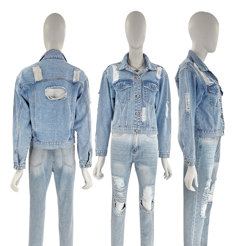 Oem Factory Manufacturer Custom Logo Women Vintage Stonewash Denim Jacket