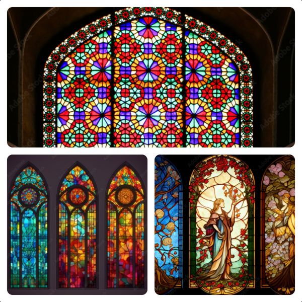 Stained Glass Decorative Panels with hand painted for church skylights and decorative wall art