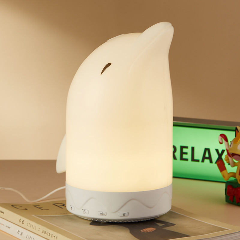 Portable LED Night Light 100V - 240V Dolphin Table Lamp White With Music Function