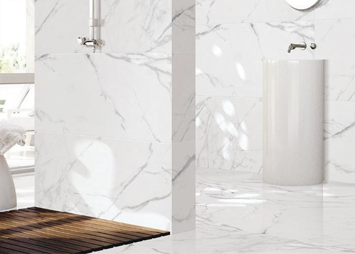 Glazed Large Format Porcelain Tile , Marble Effect Ceramic Floor Tiles