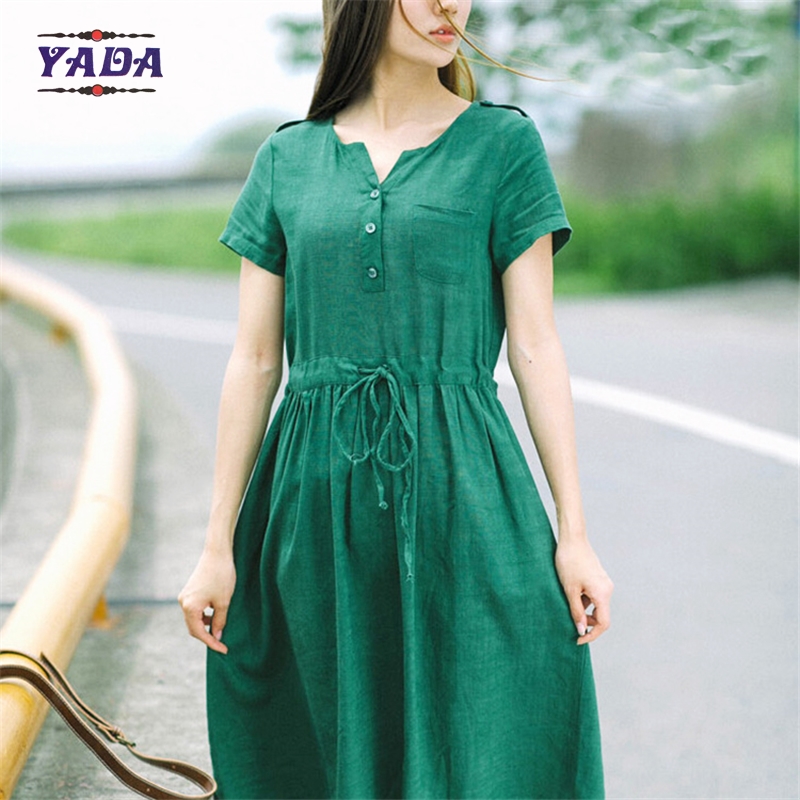 Casual linen summer casual formal office dresses designer dress for women